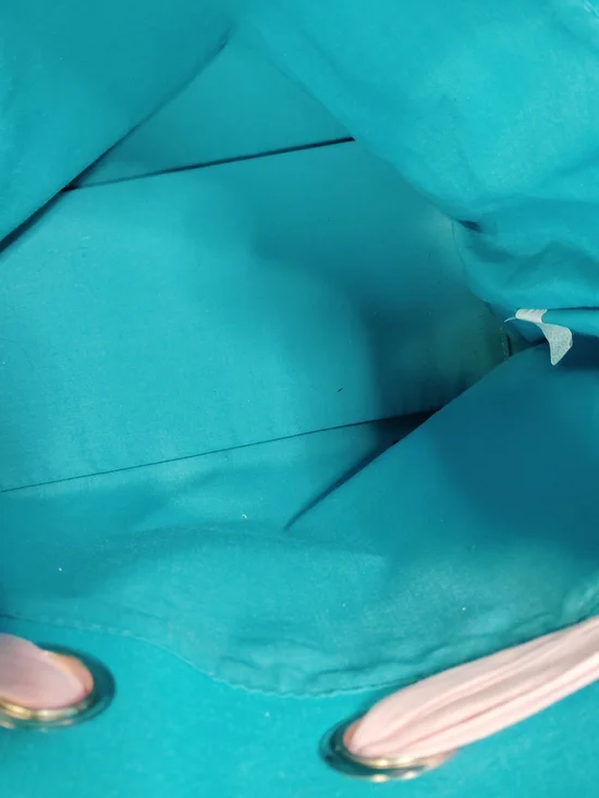 Ralph Lauren Teal Shoulder Tote with Pink Bow Accent - Picture 5 of 5